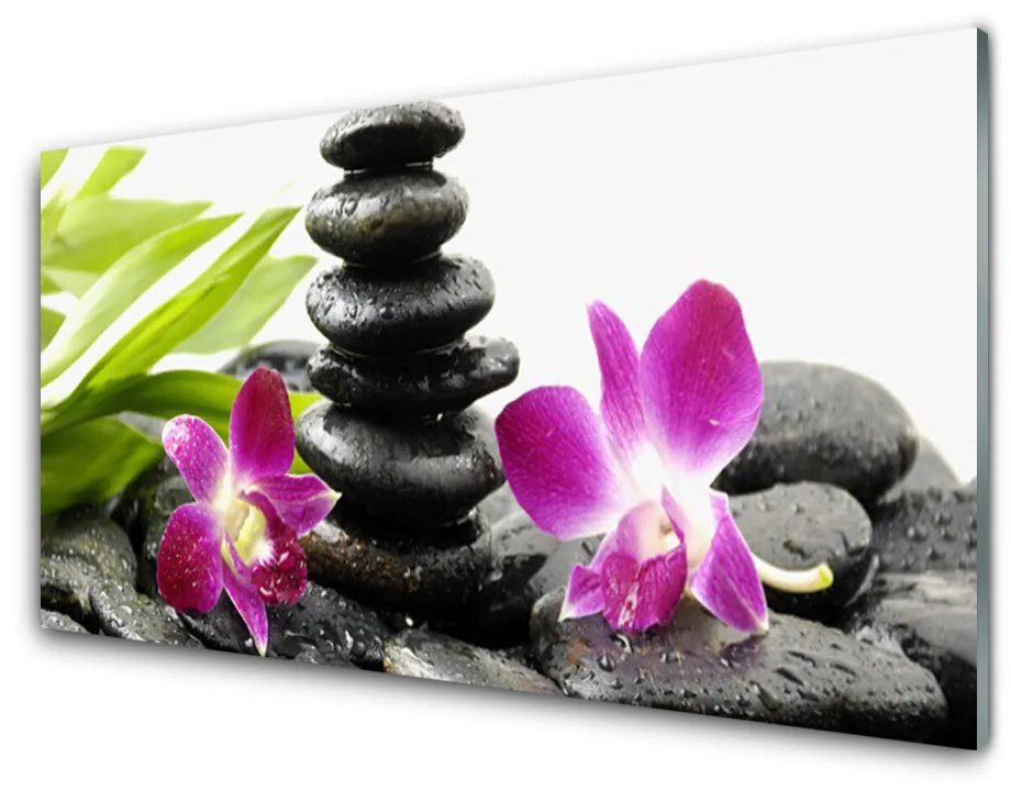 Obraz Szklany Kamienie Zen Spa Orchidea