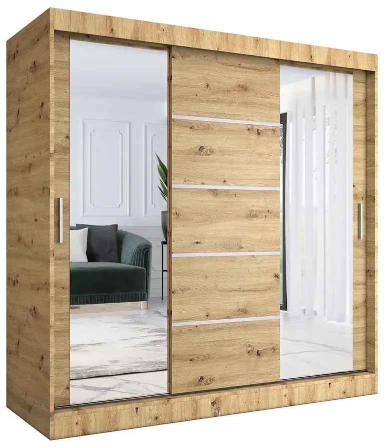 Szafa Z Przesuwnymi Frontami 200 Cm Dąb Artisan S5-K40