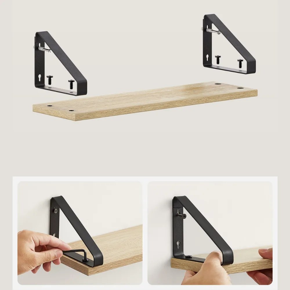 Półki ścienne ABBY z konsolą, 3 szt., 30/35/40x12cm, czarna/jasnobrązowy Vasagle