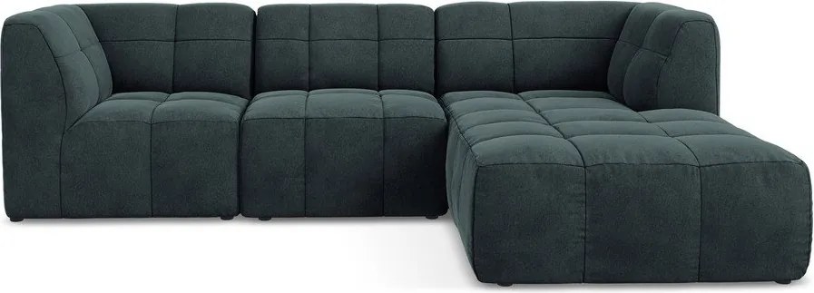 Niebieski aksamitny narożnik (prawostronny/z szezlongiem) Aloha – Makamii