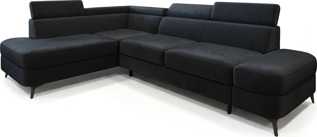 Masseno Narożnik AVISE z funkcją spania i pojemnikiem na pościel Narozniki L, Rozkładana sofa - Czarny, MONOLITH 95