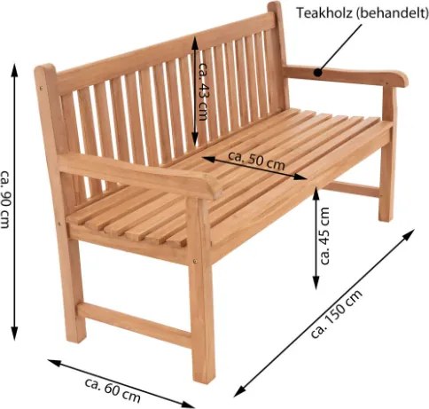 Ławka ogrodowa 3-osobowa drewniana 150 cm