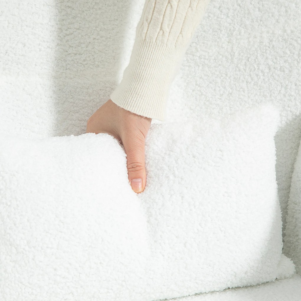 HOMCOM Fotel bujany, puszysta obudowa, poduszka lędźwiowa, antypoślizgowy, do 120 kg, Biały