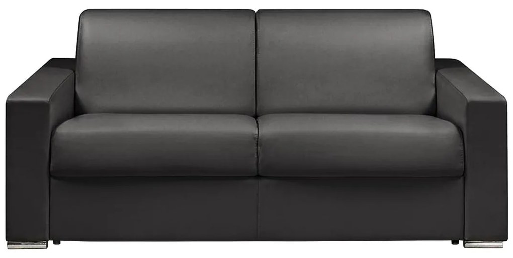 Kanapa 3-osobowa z ekspresowym mechanizmem rozkładania z ekoskóry CALITO - Kolor: czarny - Wymiary miejsca do spania: 140 cm - Materac 14 cm
