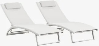 Zestaw 2 Aluminiowych Leżaków Z Regulowanym Oparciem I Poduszką Dulem Gardenia Biel - Sklum