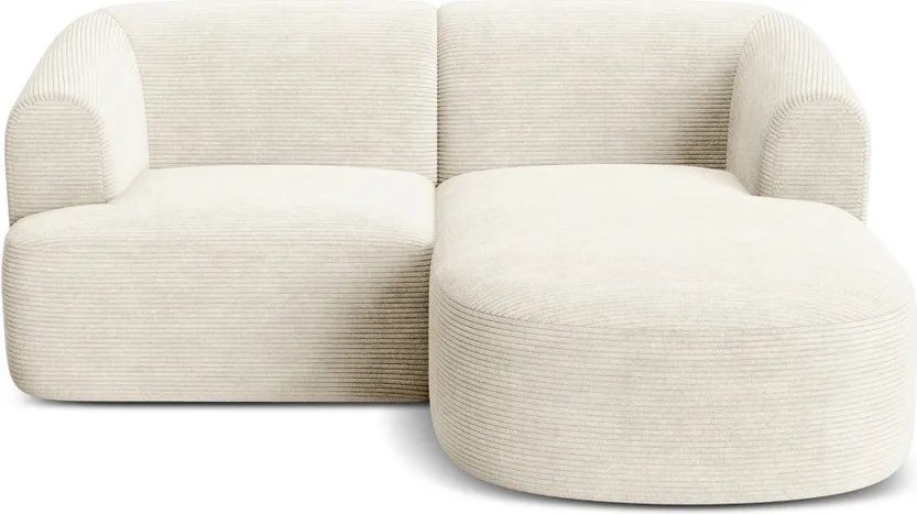 Beżowy sztruksowy narożnik (prawostronny/z szezlongiem) Campi – Cosmopolitan Design