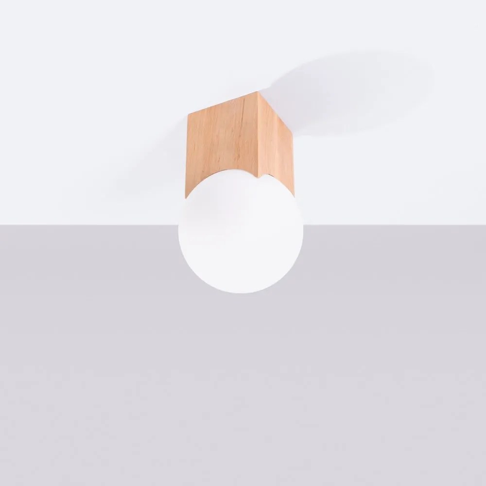 Lampa sufitowa w naturalnym kolorze ze szklanym kloszem 12x12 cm Rayer – Sollux