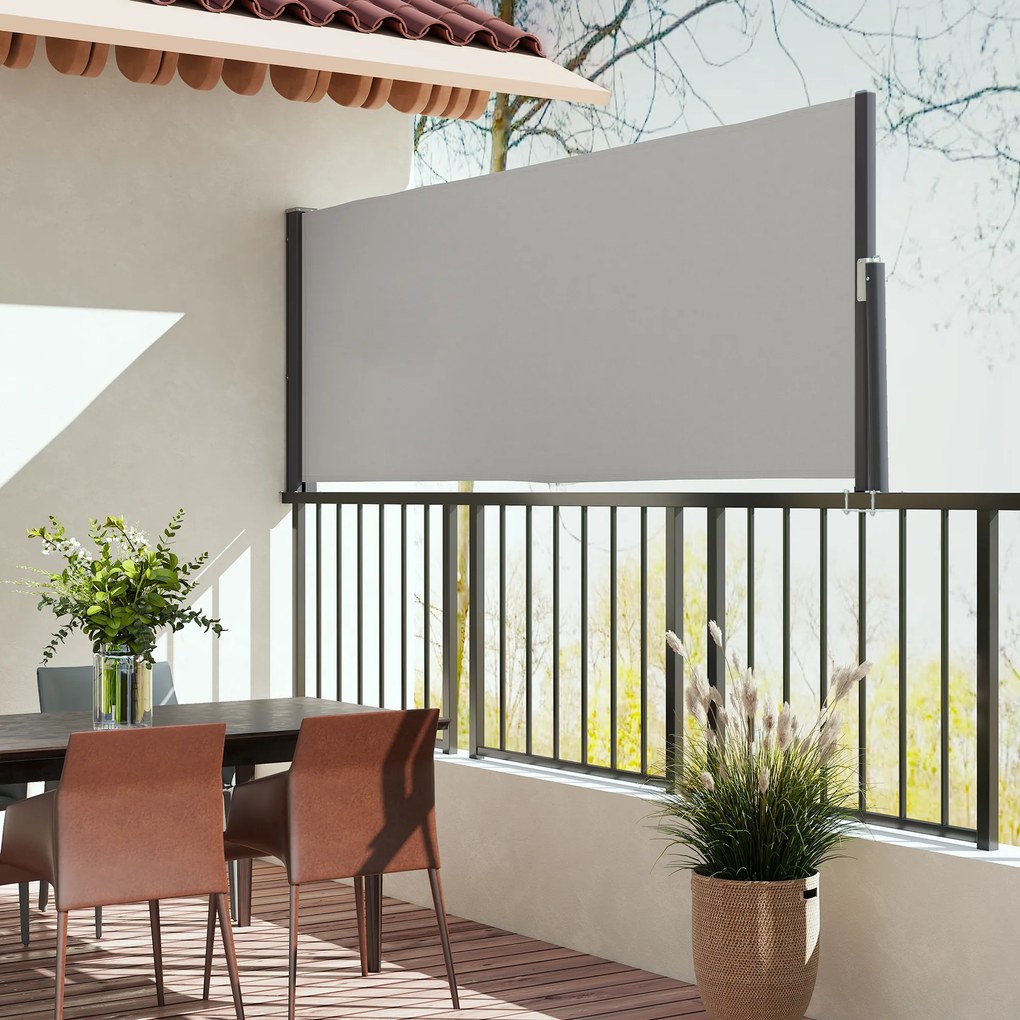 Outsunny Parawan boczny, rozsuwany, osłona, aluminium/poliester, 3 x 1 m, jasnoszary