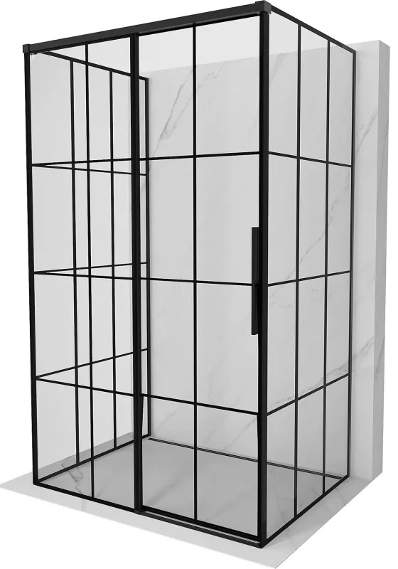 Mexen Rox-3S kabina prysznicowa 3-ścienna rozsuwana lewa 125 x 120 cm, czarna kratka, czarna - 8C2-125-120-70-77-3S-L
