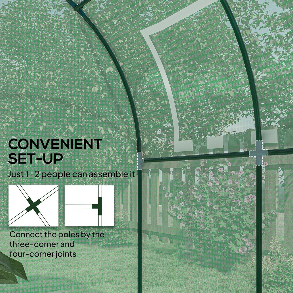 Outsunny Szklarnia przenośna z ramą stalową i pokrywą plastikową, Kolor Zielony