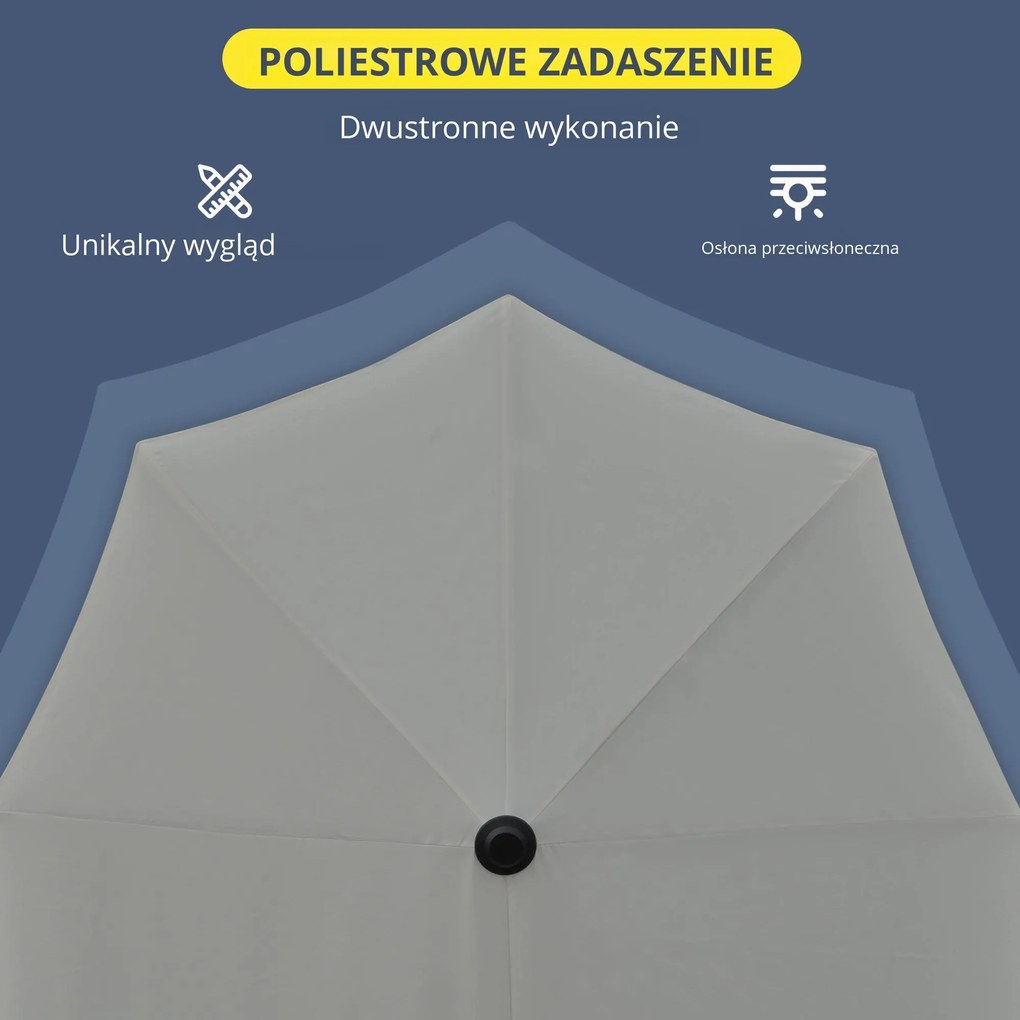 Outsunny 2 x 2 m półokrągły parasol wodoodporny do ogrodu ciemnoszary