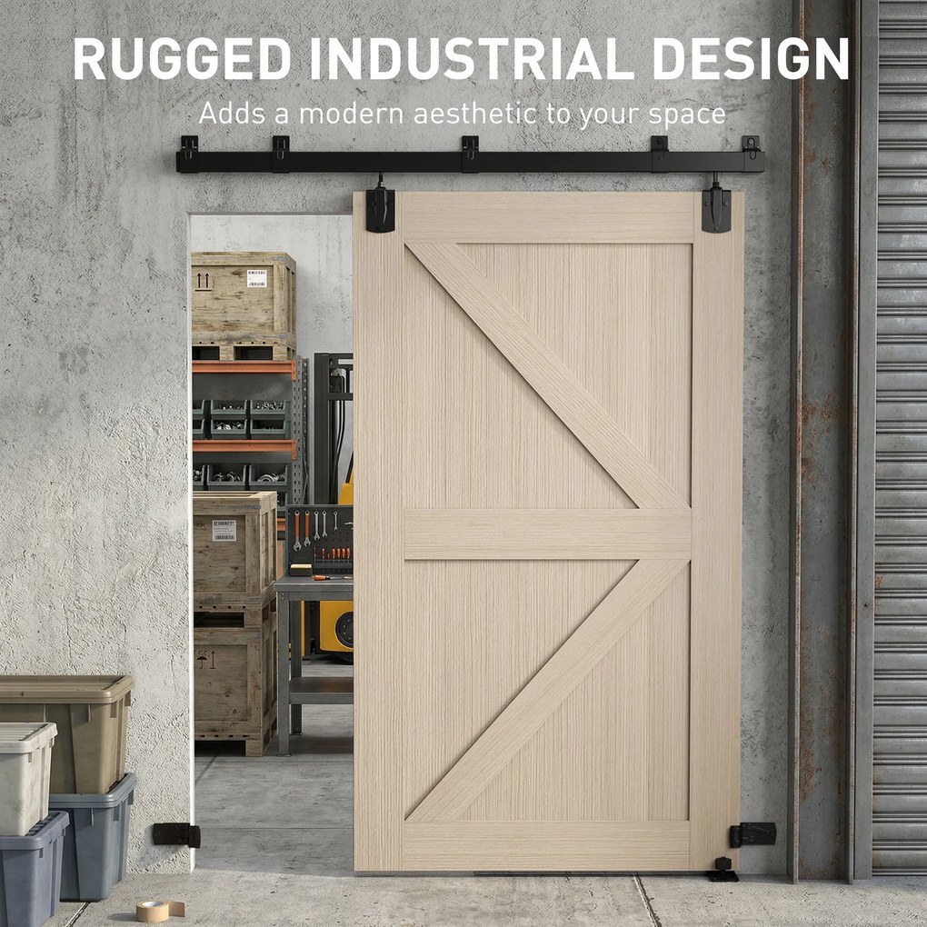 HOMCOM Wytrzymały zestaw do drzwi przesuwnych 183 cm czarny do jednoskrzydłowych drzwi | Aosom PL