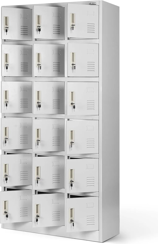 Szafa skrytkowa zamykana na klucz Karol 90x40x185 cm szara