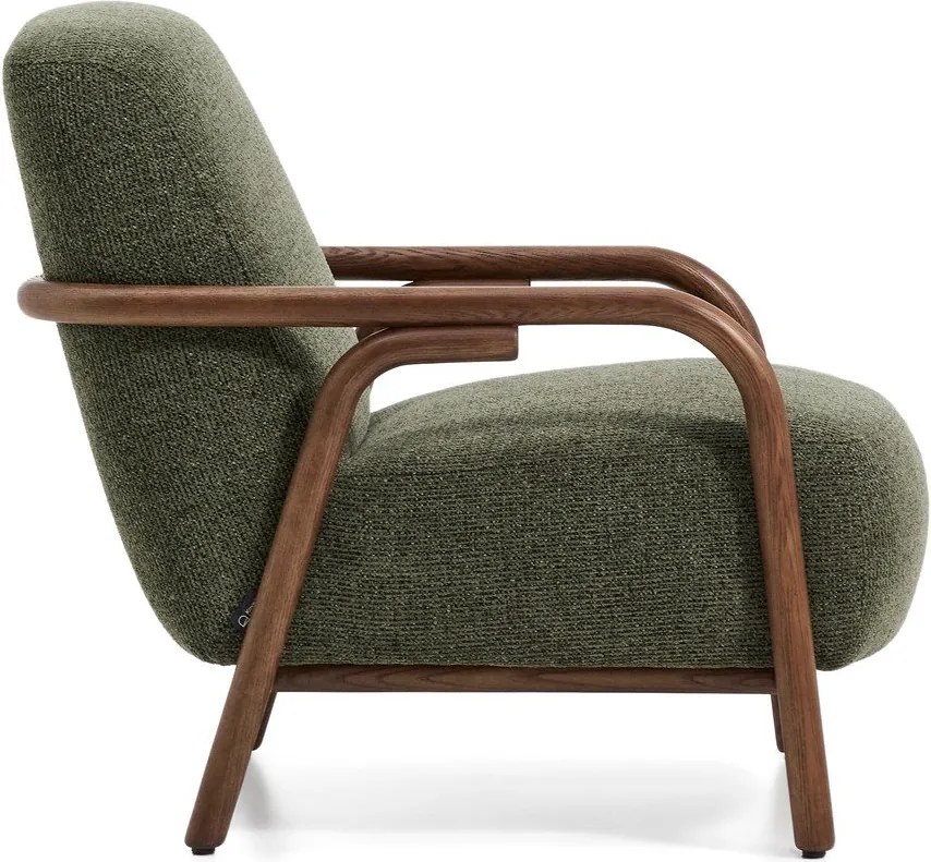 Ciemnozielony fotel z tkaniny szenilowej Sylo – Kave Home