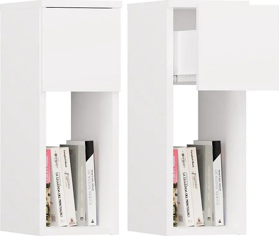 Szafka nocna GALAX 20/1S | Biała | 20x30x55 cm | Nowoczesny stolik z szufladą