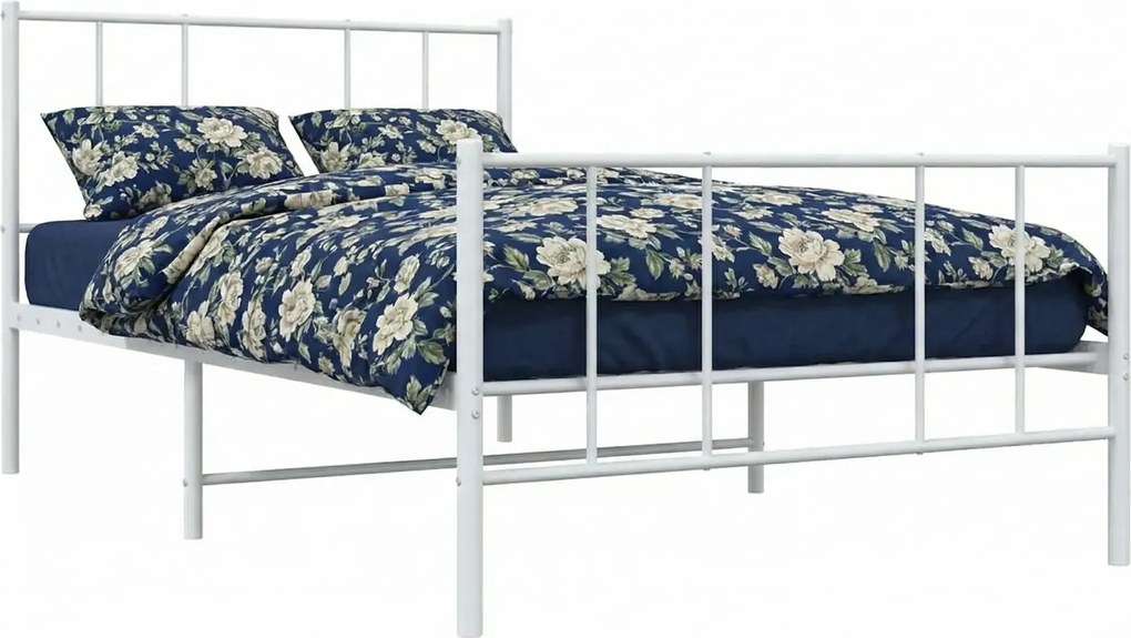 Białe pojedyncze łózko metalowe w stylu loft 90x200 cm P5-D00