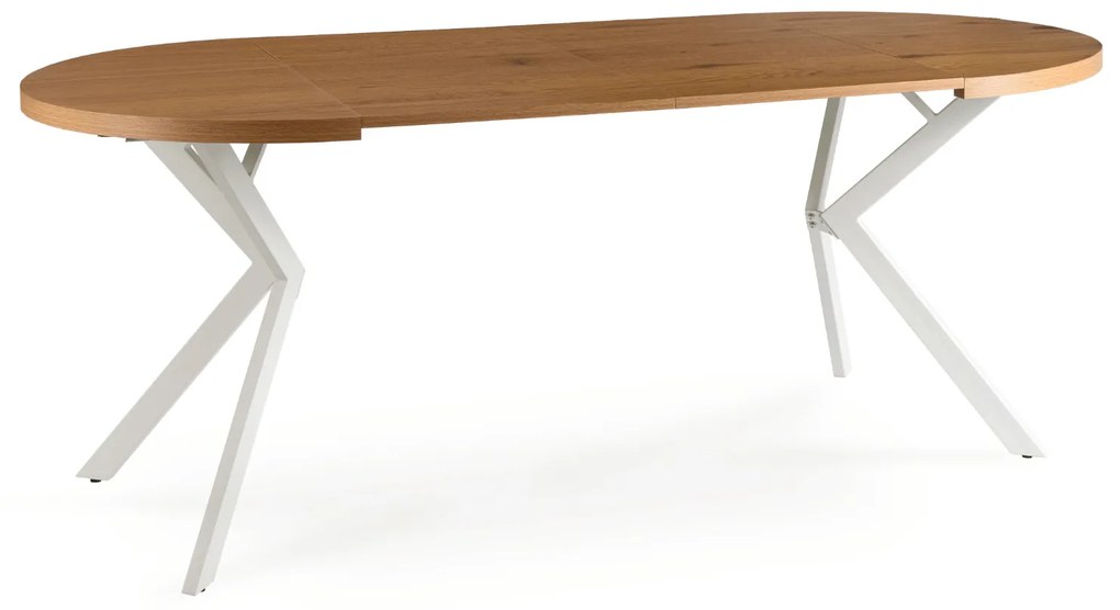 Stół Okrągły Rozkładany DORIAN 80-160 cm Dąb Złoty/Biały Skandynawski