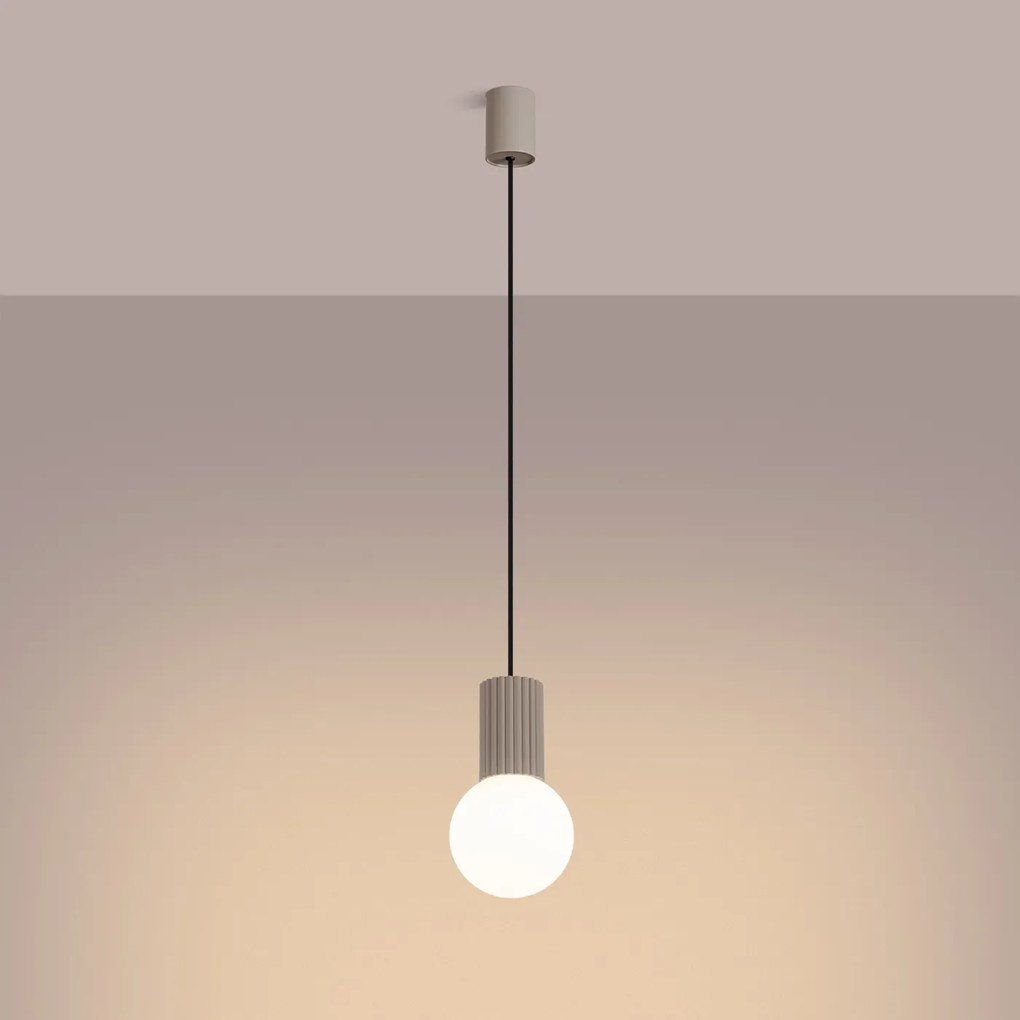 Lampa wisząca HALO 1 taupe ryflowana SOLLUX LIGHTING