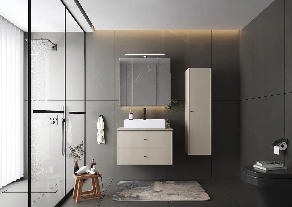 Kaszmirowy Zestaw do Łazienki 80cm Szafka z Blatem Marco