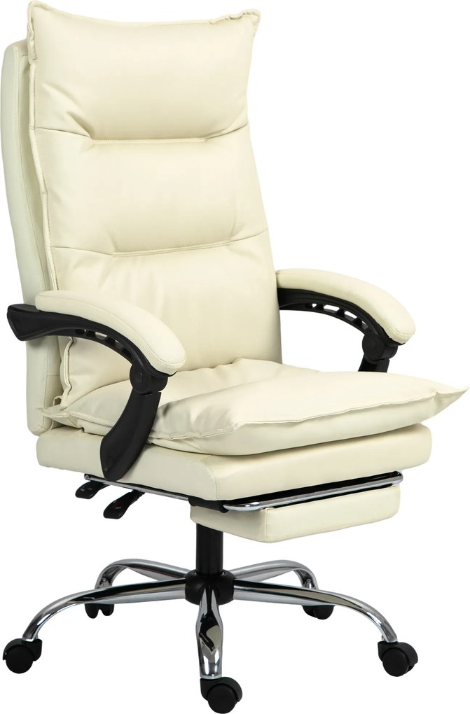 Vinsetto Fotel biurowy żółty skóra ekologiczna regulowana wysokość z podnóżkiem do 135 kg metalowa podstawa | Aosom PL