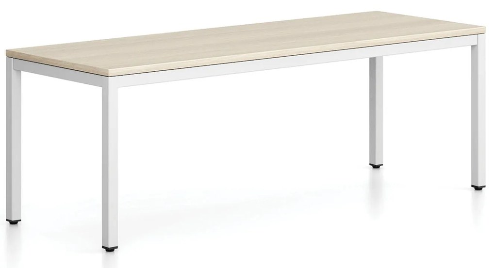 Ławka FRAME, podstawa biała, 1685 x 404 x 468 mm, dąb naturalny
