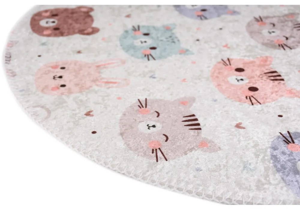 Dywan dziecięcy odpowiedni do prania w kolorze kości słoniowej ø100 cm Cute Animals – Vitaus