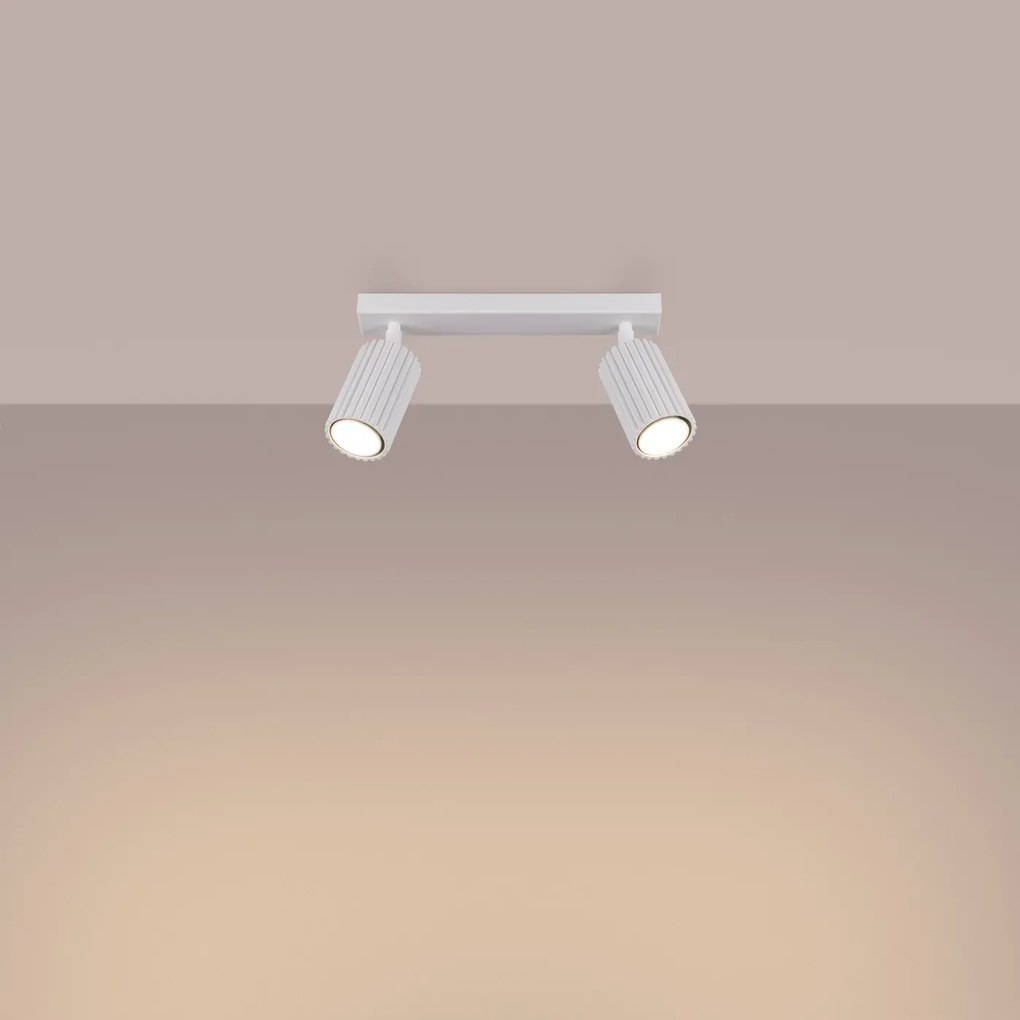 Listwa oświetleniowa 2-punktowa KARBON 2L biała ryflowana SOLLUX  LIGHTING