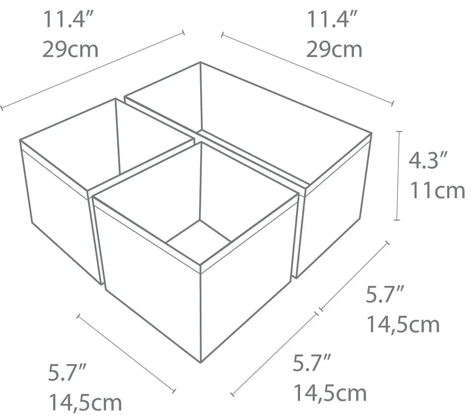 Zestaw 3 beżowych organizerów Bigso Box of Sweden Drawer