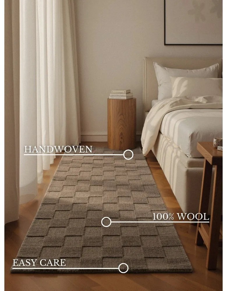 Brązowy wełniany chodnik tkany ręcznie 80x200 cm Scala – Villeroy&amp;Boch