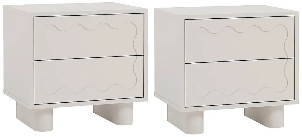 Zestaw 2 stolików nocnych - 2 szuflady - MDF - Beż - ANEZA