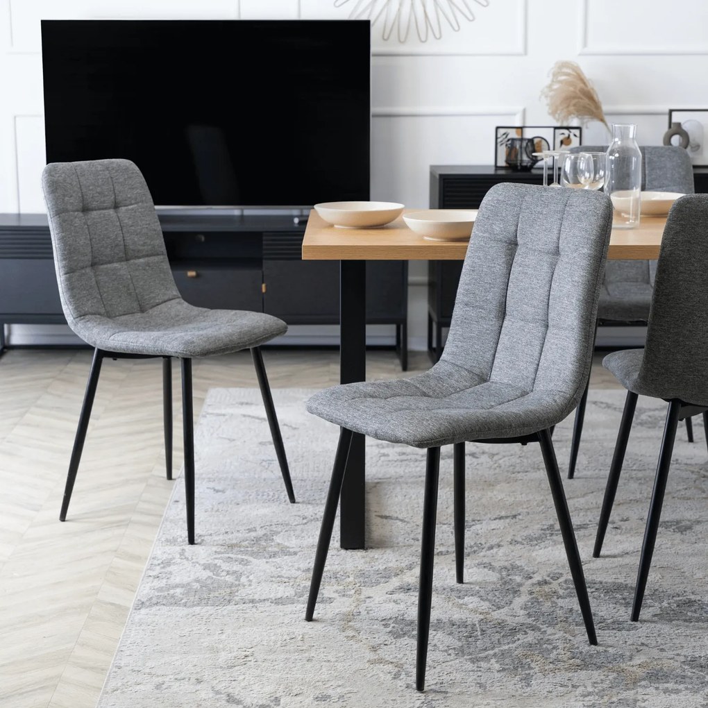 Krzesło Tapicerowane do Jadalni PERU 2 Szare Nowoczesne Loft