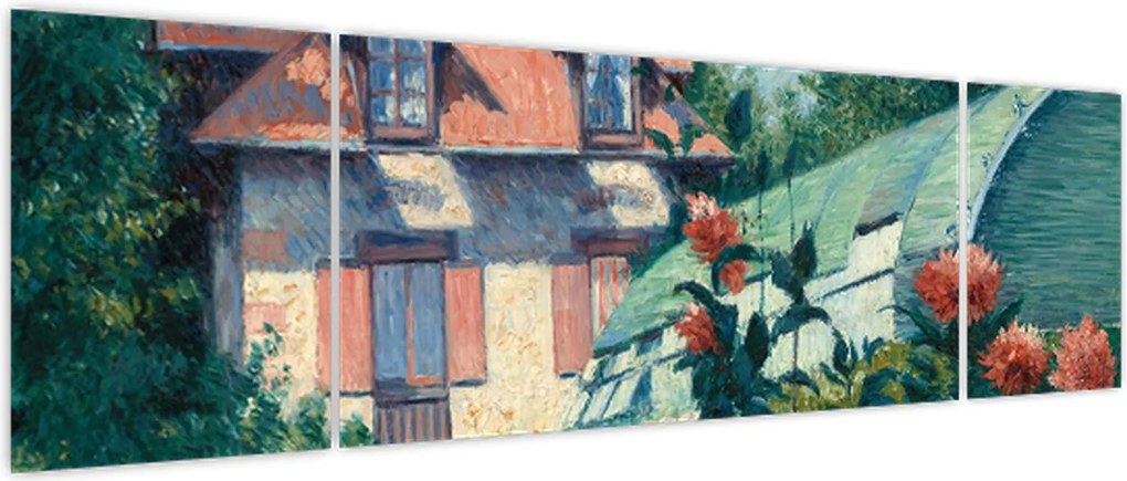 Obraz - Gustave Caillebotte, Dahlias, Garden at Petit Gennevilliers, reprodukcje (170x50 cm)