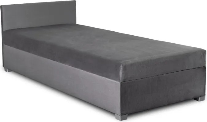 Łóżko Tapczan Młodzieżowe KARO 2 90x200 cm Pojedyncze Szare Welurowe