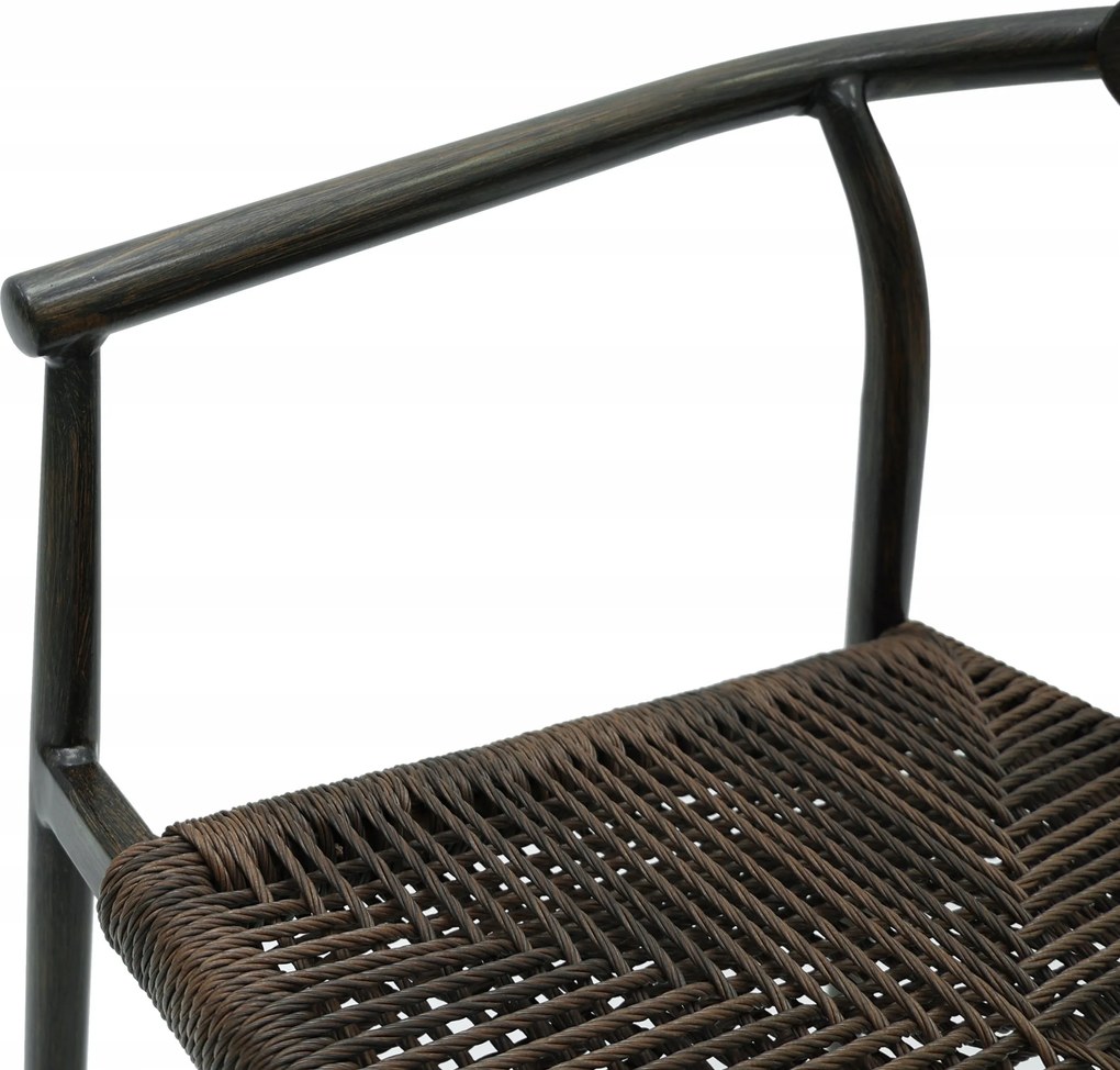 Krzesło Ogrodowe Ciemny brąz 56x61x75 cm Aluminium Plecione Brązowe Sznurki