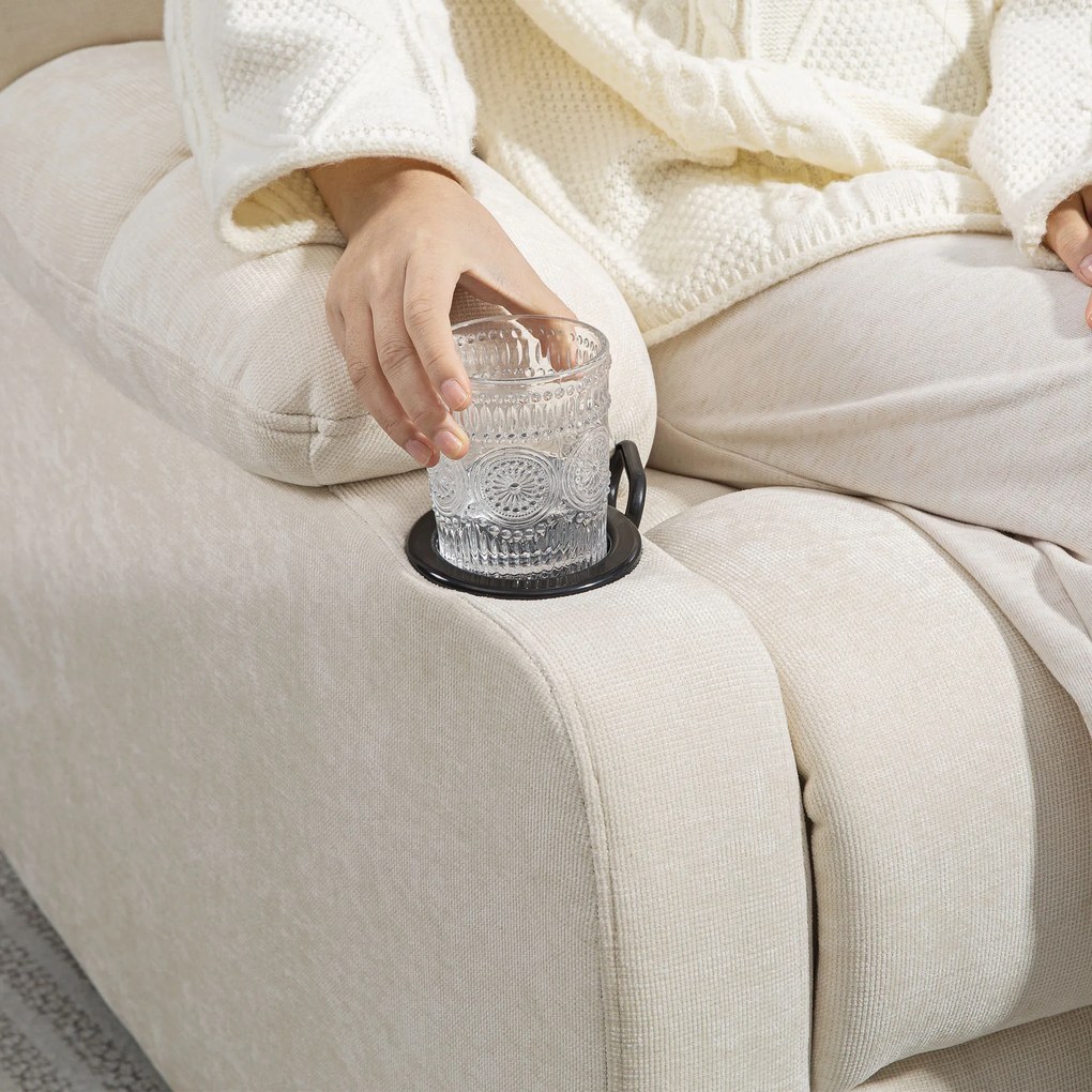 HOMCOM Fotel relaksacyjny z podnóżkiem, leżak, obrotowy, do 150 kg, stalowa rama, 88x96x108cm, Beżowy