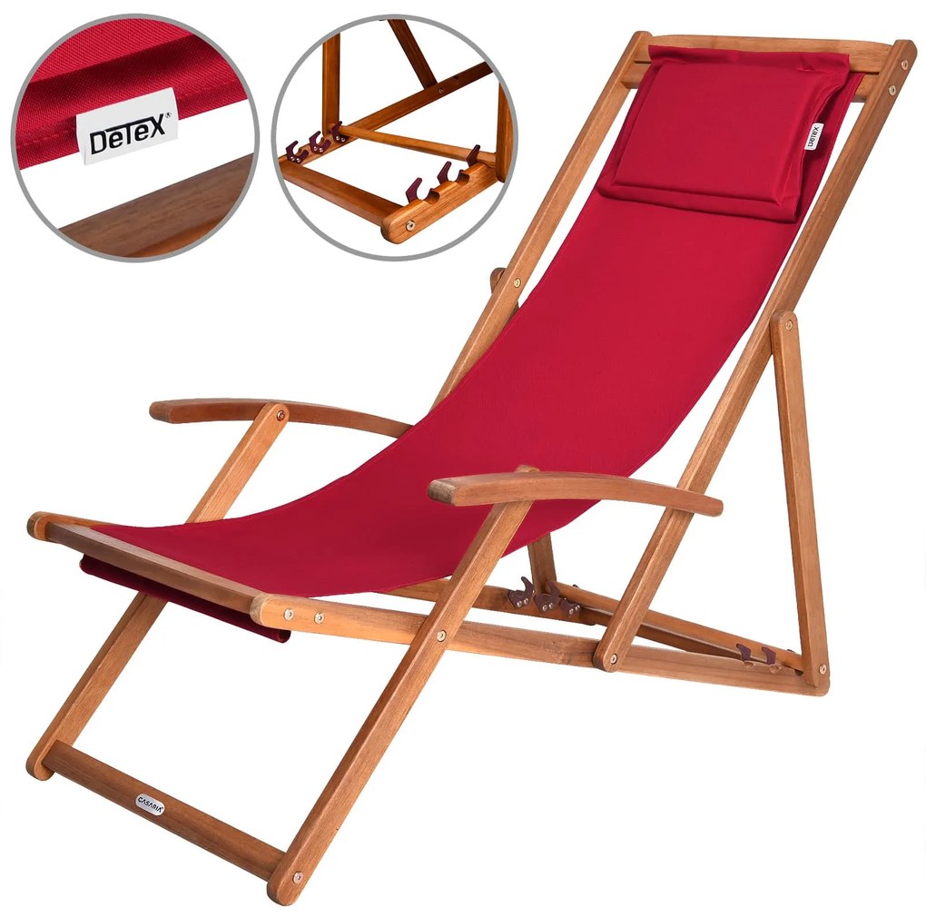 Leżak ogrodowy SIENA, 65x87x102cm, czerwona Casaria