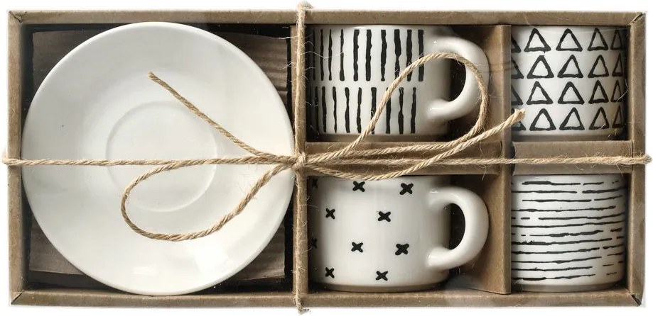 Zestaw filiżanek do espresso w geometryczne wzory, 70 ml