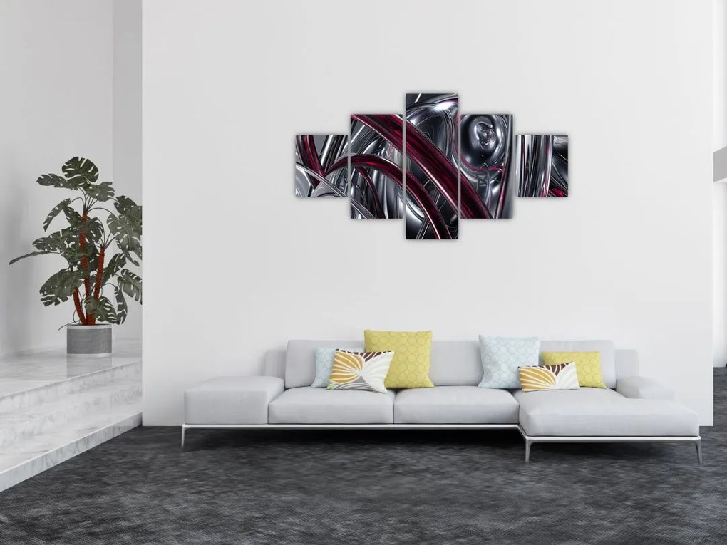Obraz szarej abstrakcji (125x70 cm)