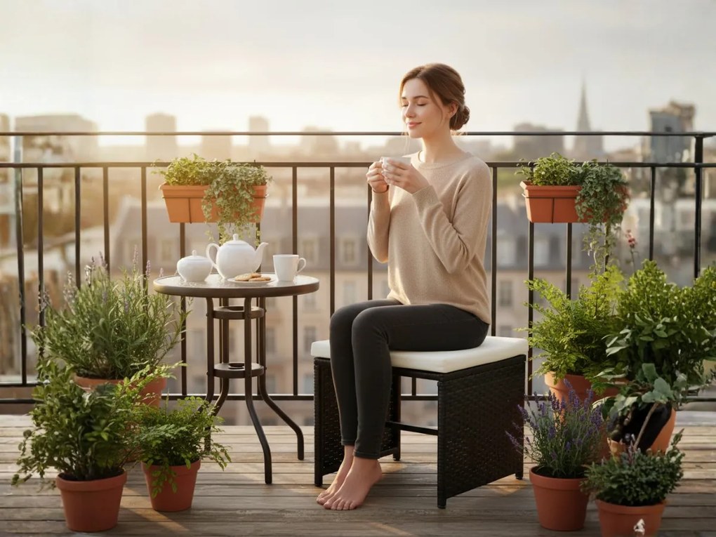 Pufa z czarnego technorattanu