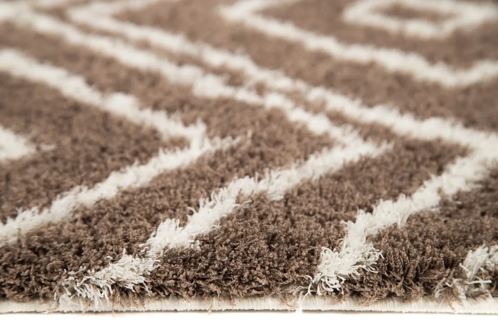 Dywan Shaggy Nano Light Mikrofibra brązowo-biały 120 cm x 160 cm