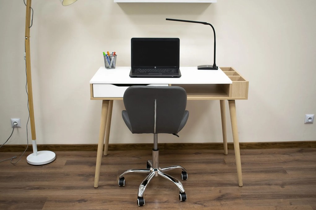 Krzesło biurowe AVOLA z ekoskóry, szare