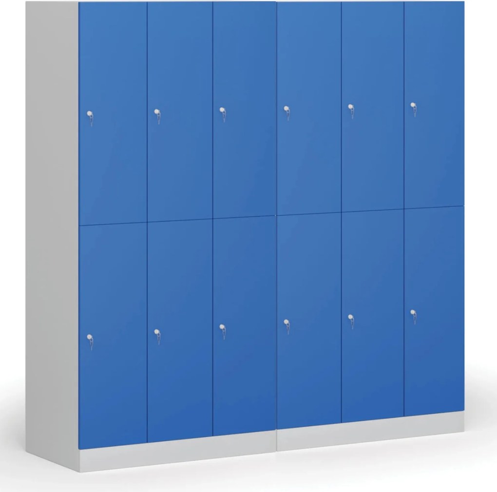 Szafka skrytkowa S1, 6 schowków, 1850 x 900 x 500 mm, zamek cylindryczny, drzwi niebieskie