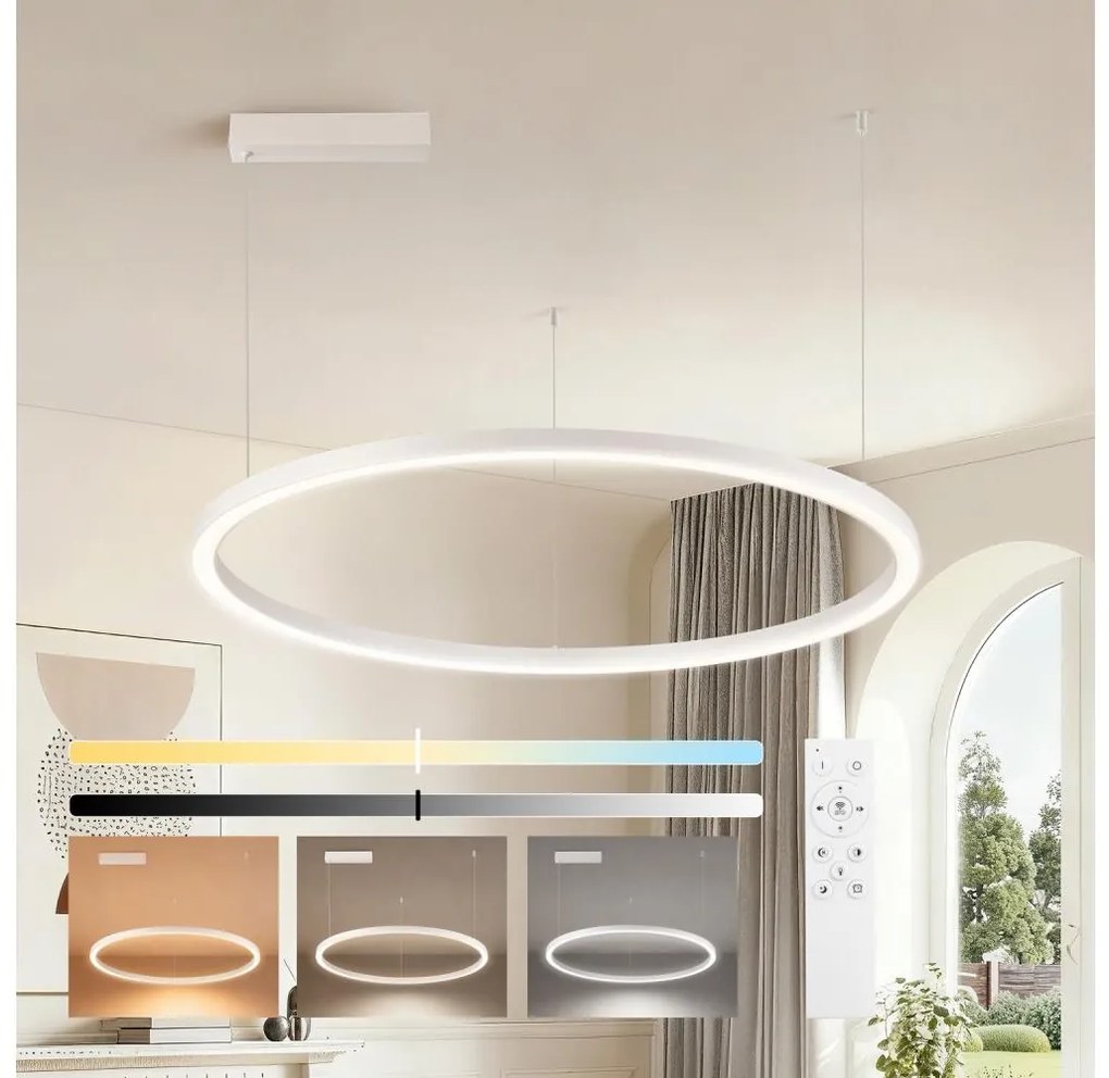 Brilagi - ściemnialny LED żyrandol na lince PORTOFINO LED/60W/230V śr. 80 cm biały + pilot