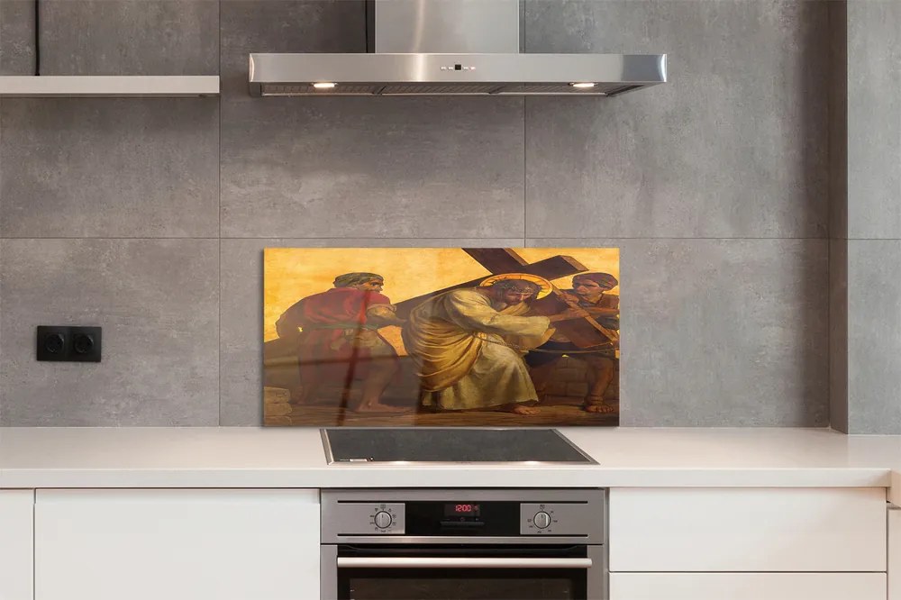 Szklany Panel Jezus i Ludzie pod Krzyżem