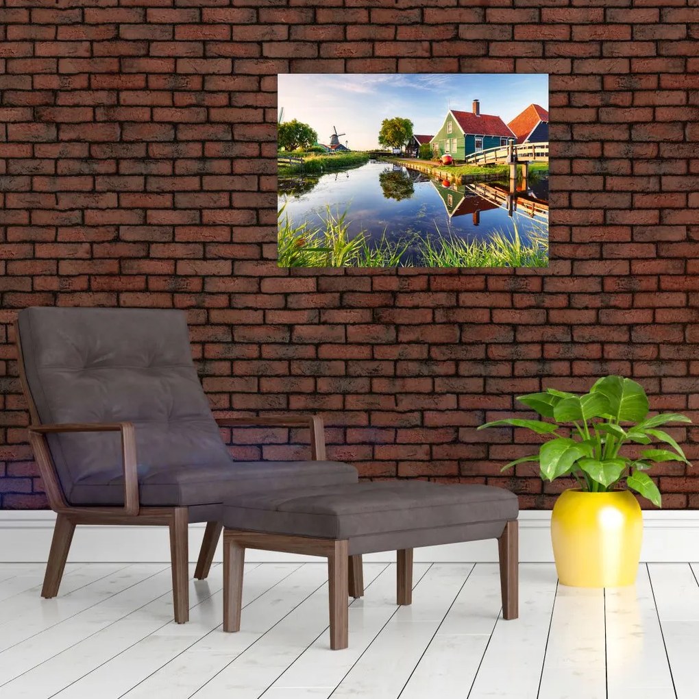 Obraz na szkle holenderskich młynów (70x50 cm)