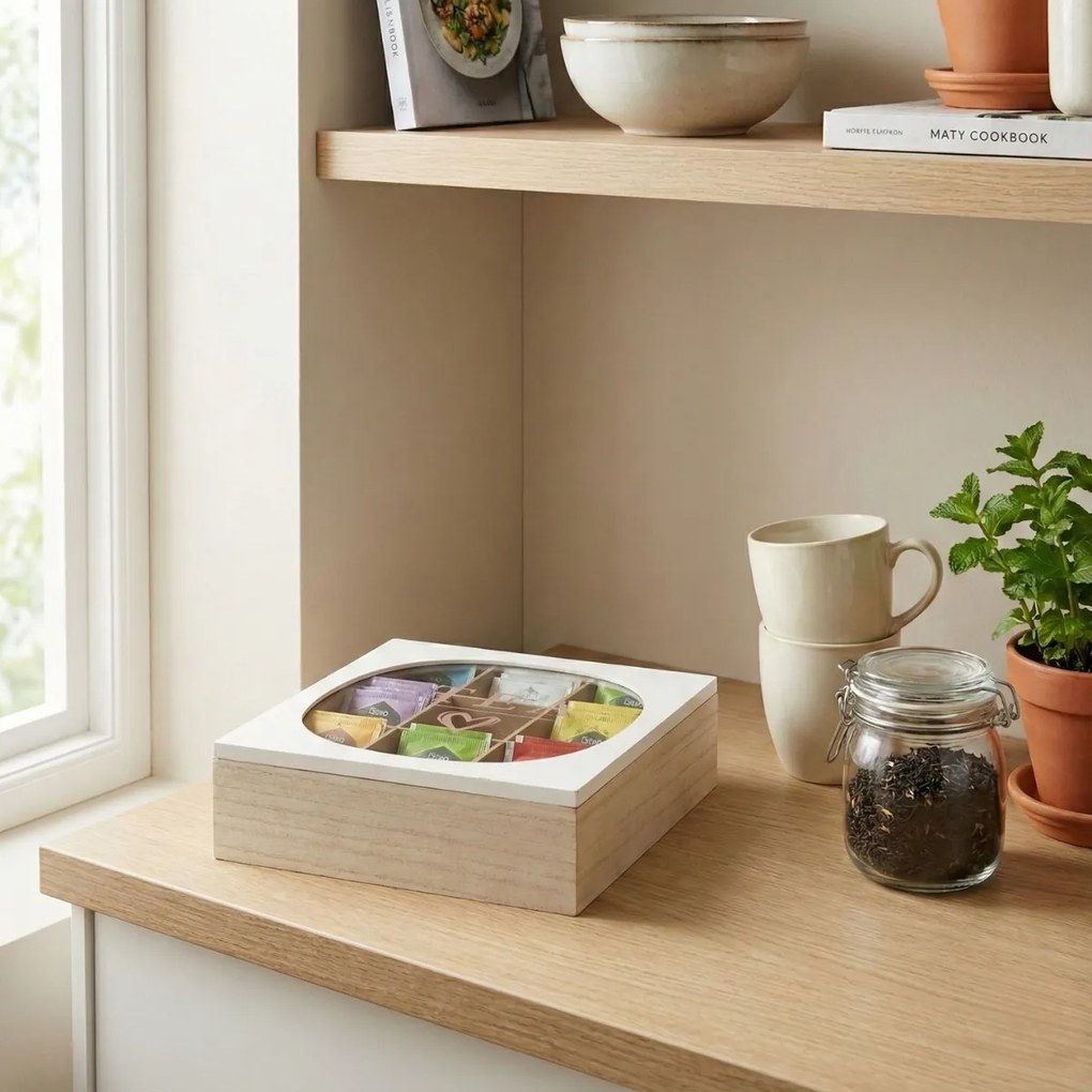 Herbaciarka ze szklanym wiekiem ZEN, 24 x 24 x 7 cm