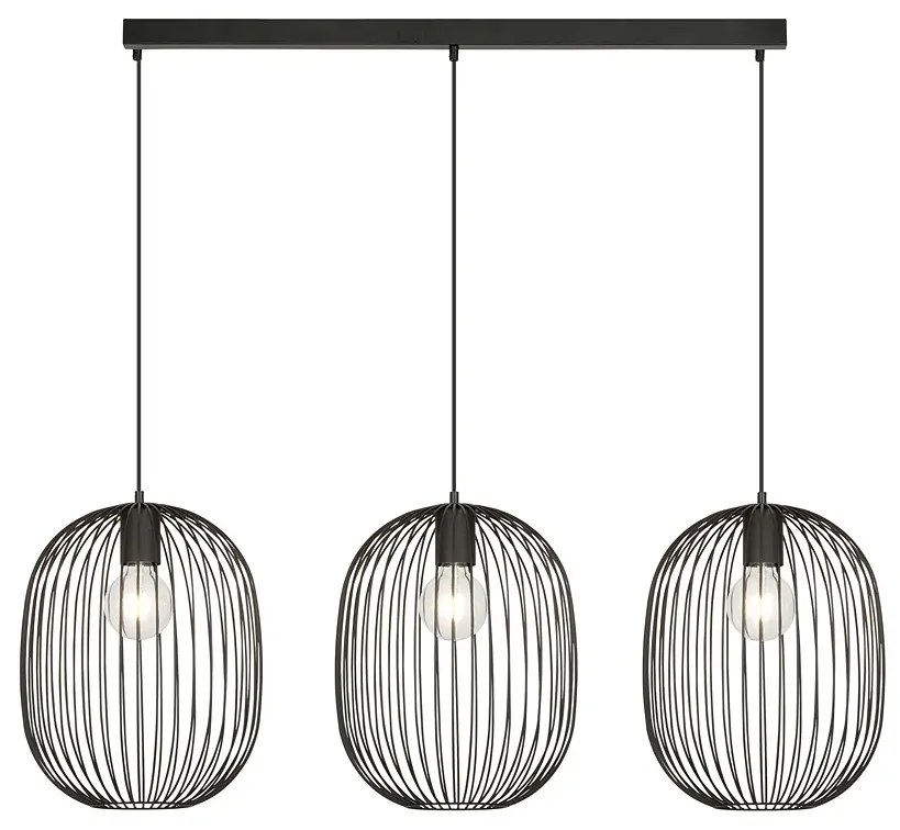 Czarna potrójna lampa wisząca w stylu loft F4-G81