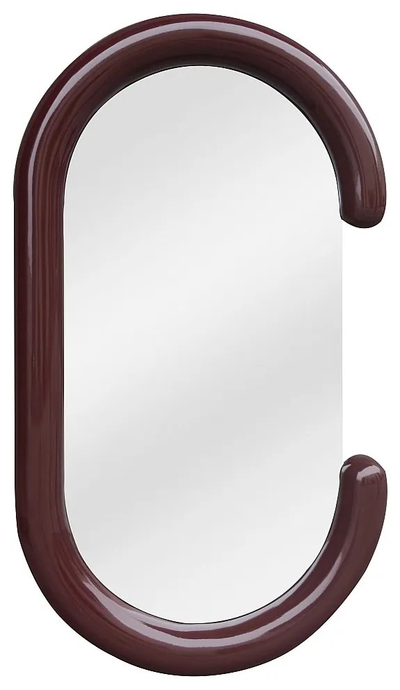 Owalne lustro ścienne z drewna paulowni - szer.  60 x wys. 105 cm - Brązowe - YALMA
