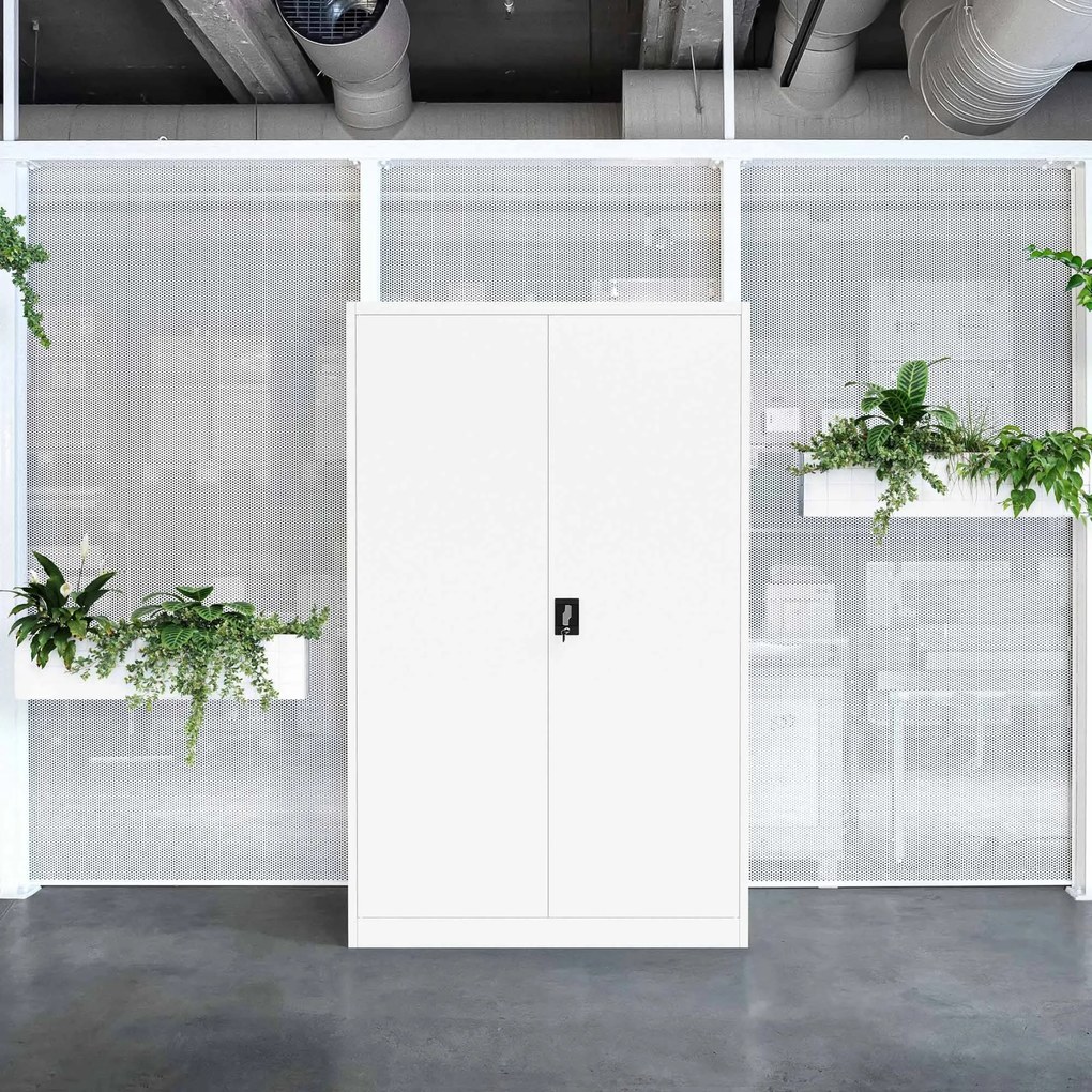 Szafa biurowa metalowa na akta biała JAN II, 1150 x 1850 x 400 mm