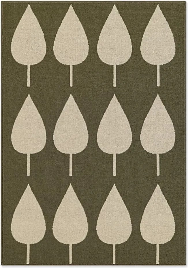 Dywan dziecięcy Adventures – Kremowe Listki na zielonym tle 120 cm x 170 cm Atest Oeko-Tex